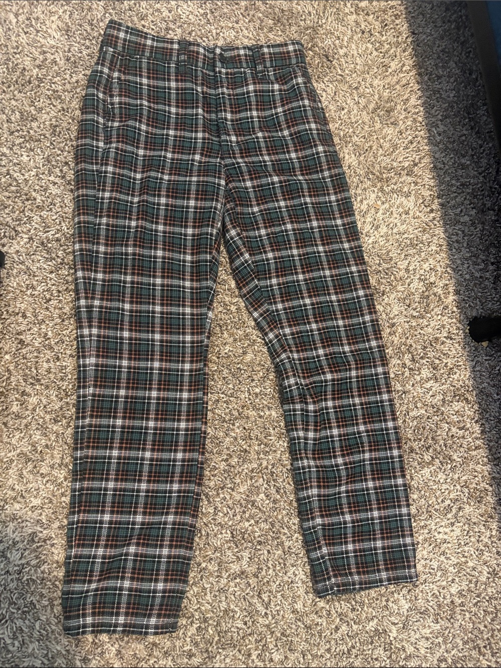 American Eagle Outfitters Plaid Pants in Green, Black & Rust